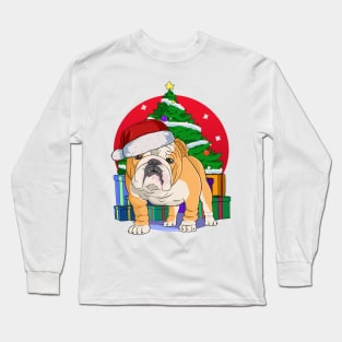 English Bulldog Santa Merry Christmas Long Sleeve T-Shirt